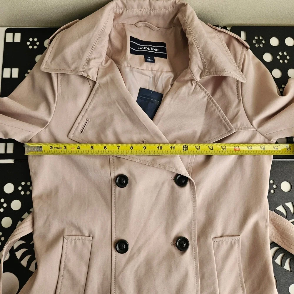 Lands' End Womens Tan Trench Coat NEW Size 4 Double Breasted Belted